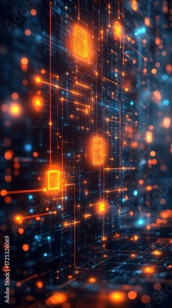 Fototapeta Digital Network: Abstract Visualization of a Complex Data System