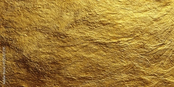 Fototapeta Metallic gold surface texture with reflective patterns.