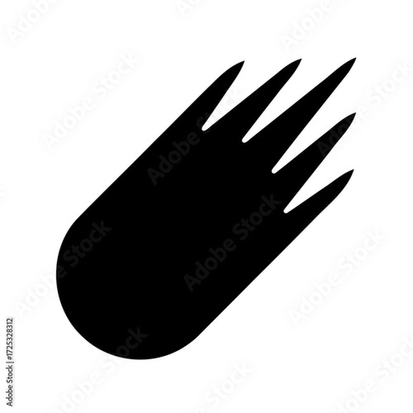 Fototapeta Stylized black comet on white background with blurry tail extensions illustration