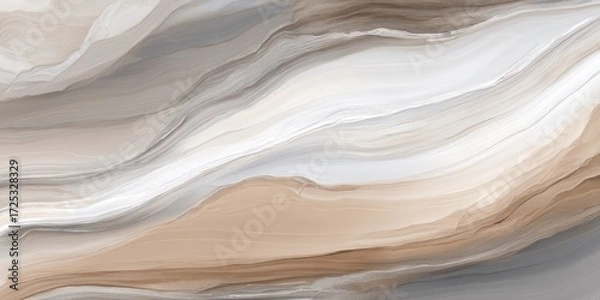 Fototapeta Beige and gray layered onyx stone with smooth flowing patterns