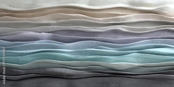 Fototapeta Abstract layered waves in neutral and pastel tones