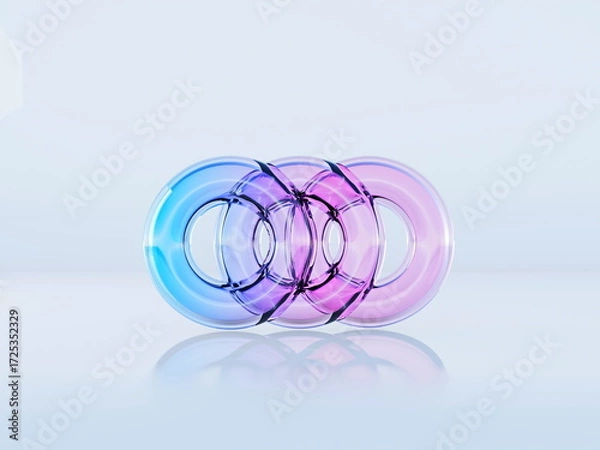 Obraz Abstract glass style background with three gradient colored crystal circles 3D