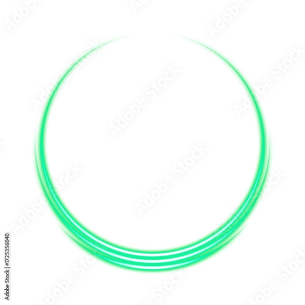 Fototapeta Green luminous circular ring on transparent background
