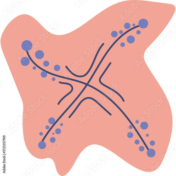 Obraz Abstract Organic Shape with Intertwined Lines and Dots.