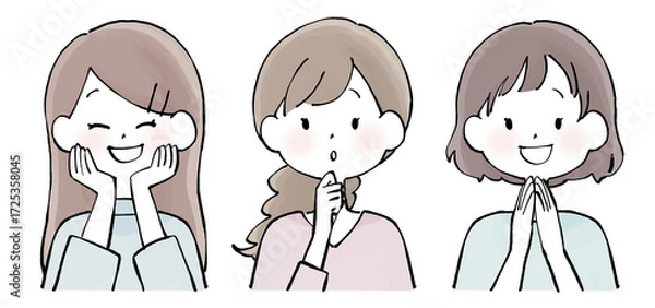 Obraz 明るい表情の女性・セット