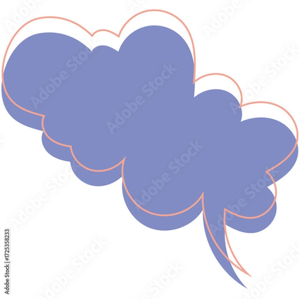 Obraz Stylized Periwinkle CloudShaped Speech Bubble with Peach Outline and Subtle Shadow Effect.
