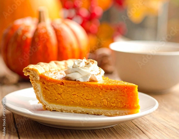 Fototapeta Pumpkin pie slice, Generated image