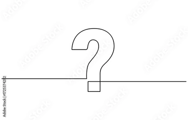 Fototapeta Continuous line drawing of a question mark isolated on transparent background. EPS 10