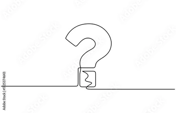Fototapeta Continuous line drawing of a question mark isolated on transparent background. EPS 10
