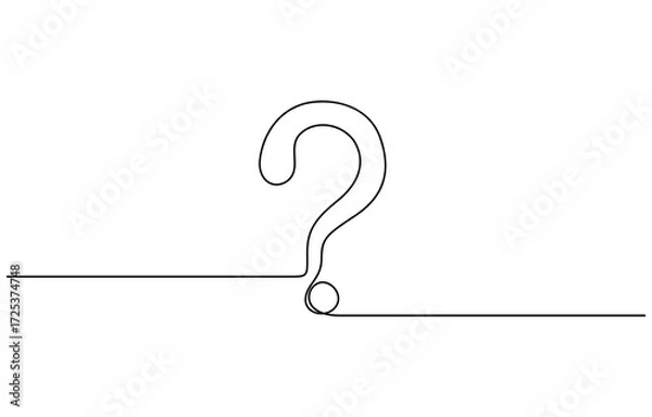 Fototapeta Continuous line drawing of a question mark isolated on transparent background. EPS 10