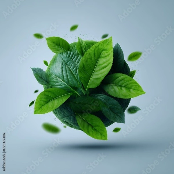 Fototapeta Green Leaves Sphere Abstract Nature Background