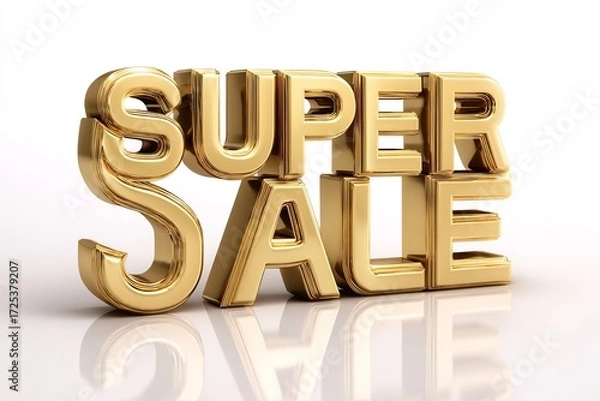 Fototapeta Exciting golden super sale announcement on a shiny white background attracts attention and entices shoppers to take advantage of amazing deals this season