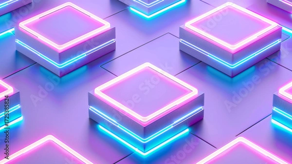 Fototapeta ネオン ブロック 背景 壁紙 素材