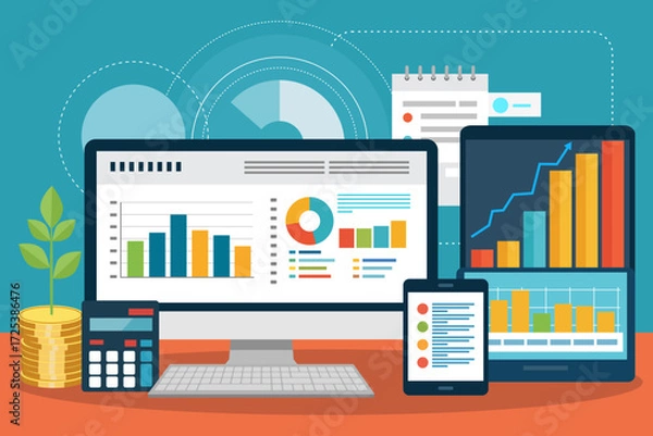 Obraz Accounting finance graphic report worker vector image