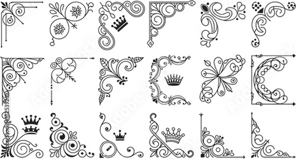 Obraz Set of vector corner elements for design and frame decorations