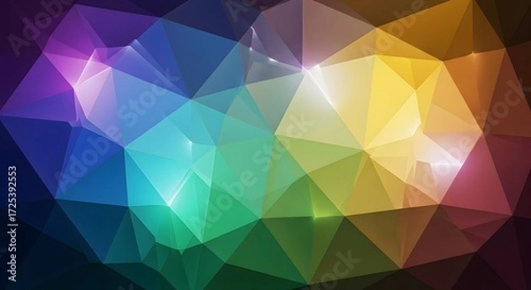 Obraz Abstract geometric background with colorful triangles and light effects.