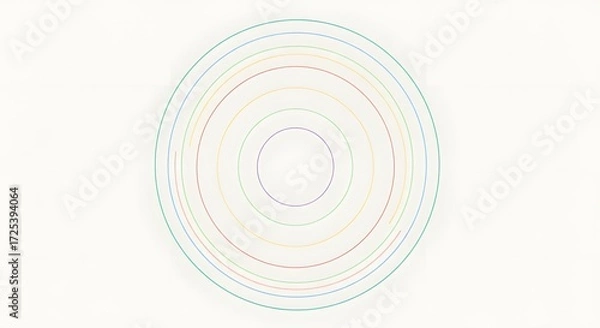 Obraz Concentric circles in pastel colors on a white background.