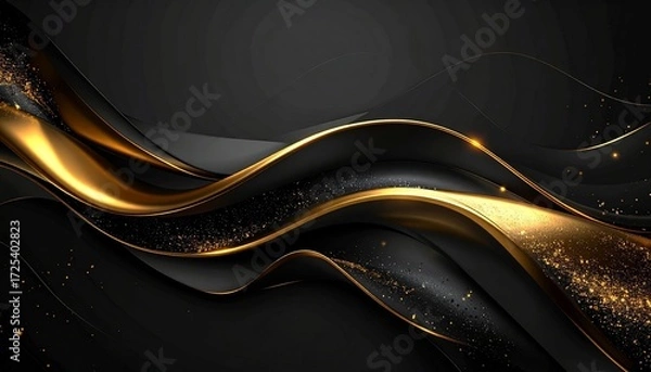 Fototapeta Elegant Abstract Black and Gold Wave Background