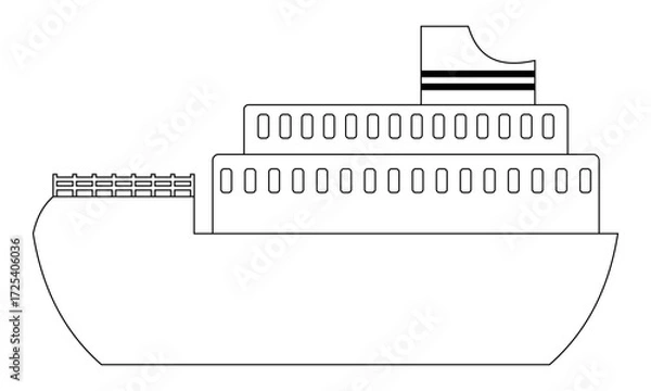 Obraz Outline Illustration of Cruise Ship Simple Line Art Vector