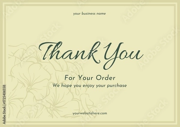 Fototapeta Greeting card template design, thank you card with floral background, thank you card. Part 130 250925