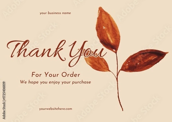 Fototapeta Greeting card template design, thank you card with floral background, thank you card. Part 140 250925