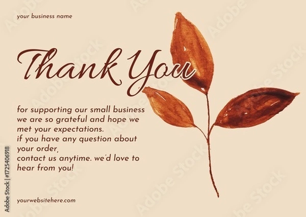 Fototapeta Greeting card template design, thank you card with floral background, thank you card. Part 141 250925