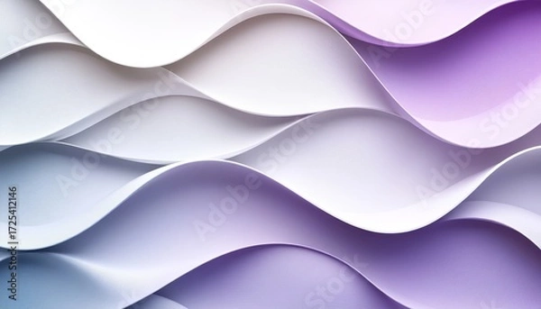 Fototapeta Serene Wavy Abstract Background in Pastel Lavender Hue with Geometric Textured Artwork Design