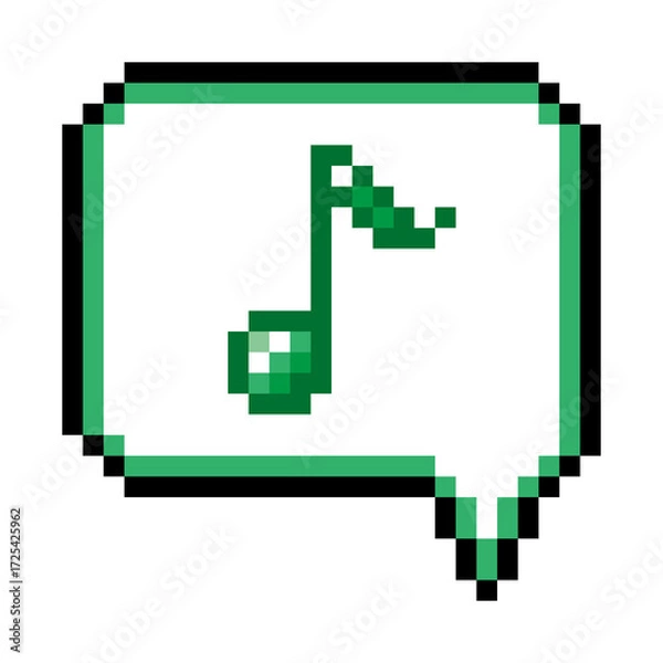 Obraz Pixel art speech bubble icon eighth note (5).png