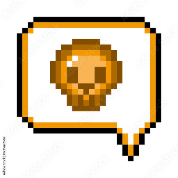 Obraz Pixel art speech bubble icon scull (8).png