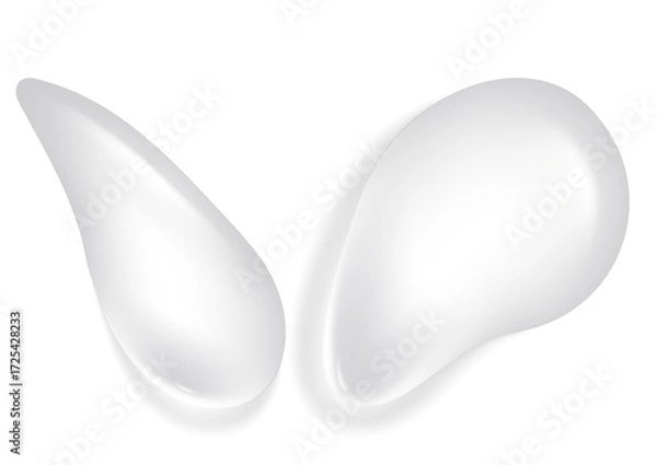 Fototapeta Two drops of white liquid isolated on transparent background