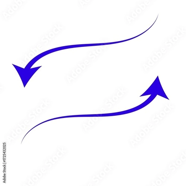 Fototapeta Curved Blue Arrow Set with Smooth Flow Design on White Background