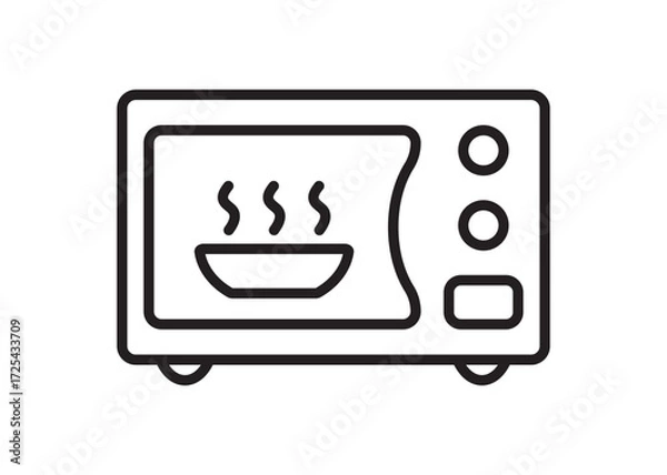 Fototapeta Minimal Linear Icon of Microwave with Steaming Food