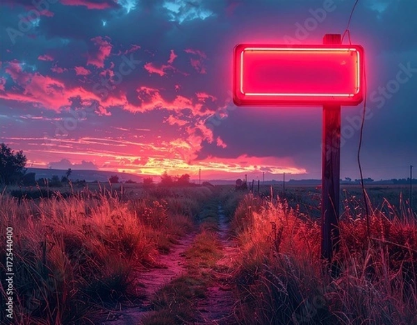 Obraz 荒野とネオンサイン