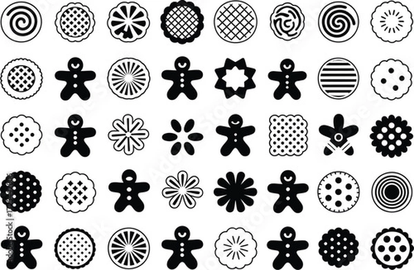 Fototapeta Cookie cutter designs gingerbread man shapes vector graphics