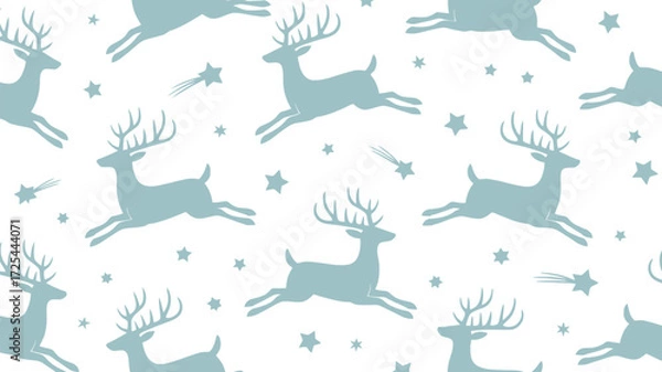 Fototapeta Seamless winter pattern with reindeer and stars christmas design