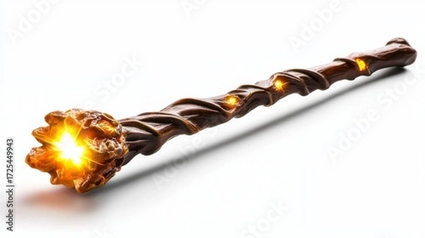 Fototapeta Magical Wooden Wand with Glowing Tips, Ideal for Fantasy, Magic, and Mystical Themes