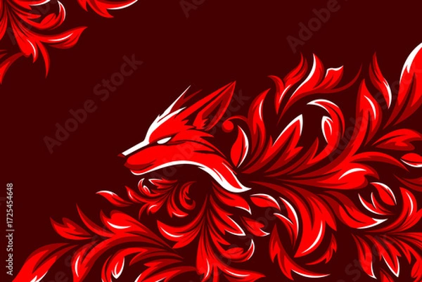 Fototapeta Background, vinyl sticker design concept. Geometric line fox background car design, background, decal