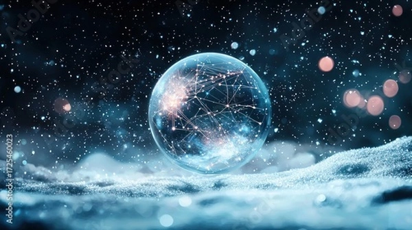 Fototapeta Transparent sphere network snow