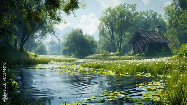 Obraz 3D The Hay Wain with lush landscapes