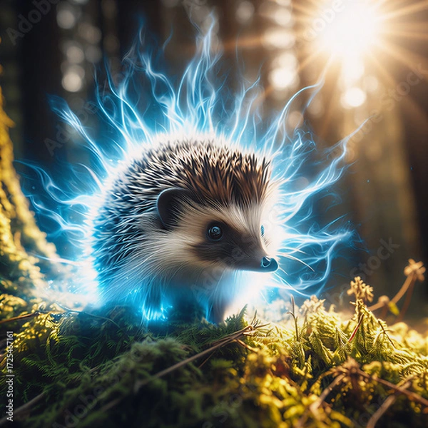 Obraz 青く光るハリネズミ