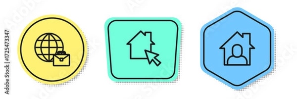 Fototapeta Set line Online working, and . Colored shapes. Vector