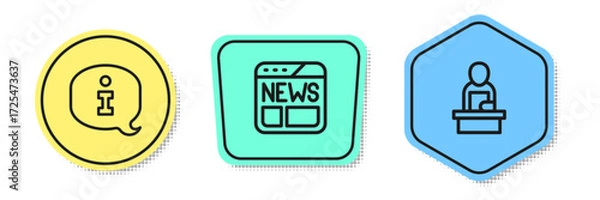Fototapeta Set line Information, News and Breaking news. Colored shapes. Vector