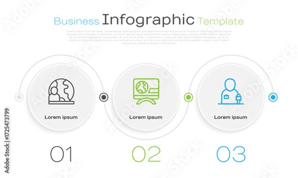 Fototapeta Set line World news, Breaking and Journalist. Business infographic template. Vector