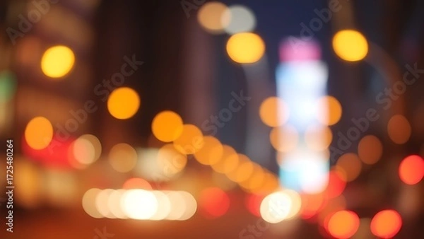 Fototapeta Warm abstract city lights create a dreamy urban nightscape with soft gradient tones.