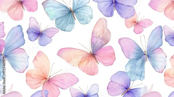 Obraz Delicate Watercolor Butterfly Seamless Pattern