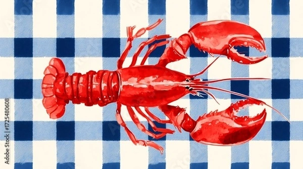 Obraz Modern Minimalist Red Lobster Poster Design