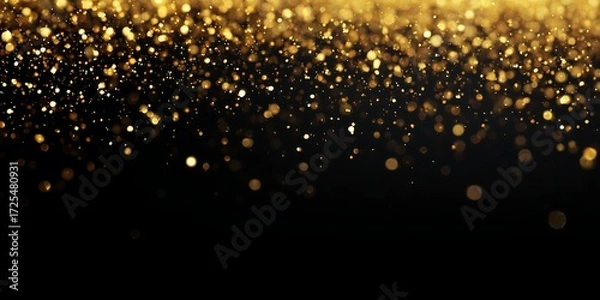 Obraz Falling Golden Confetti on Black Background. Happy New Year Background