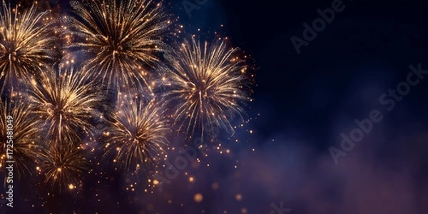 Obraz Luxurious Golden Fireworks. Happy New Year Background