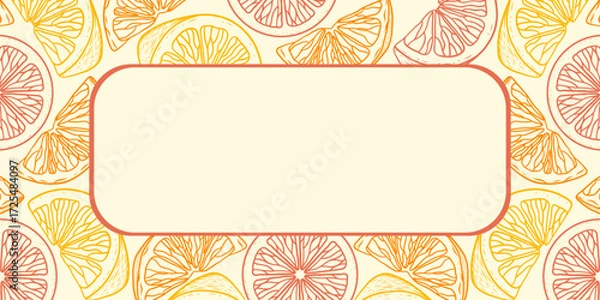 Fototapeta Flat lay frame with lemon, orange, and grapefruit slices on a white background. Frame is for a summer theme, drink flyers, and an organic banner.