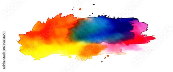 Fototapeta Vector beautiful abstract paint stroke watercolor splash isolated background